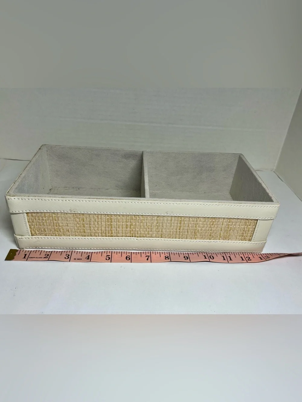 Home Goods 2-Compartment Cream/Natural Woven Organizer (NEW) (13
